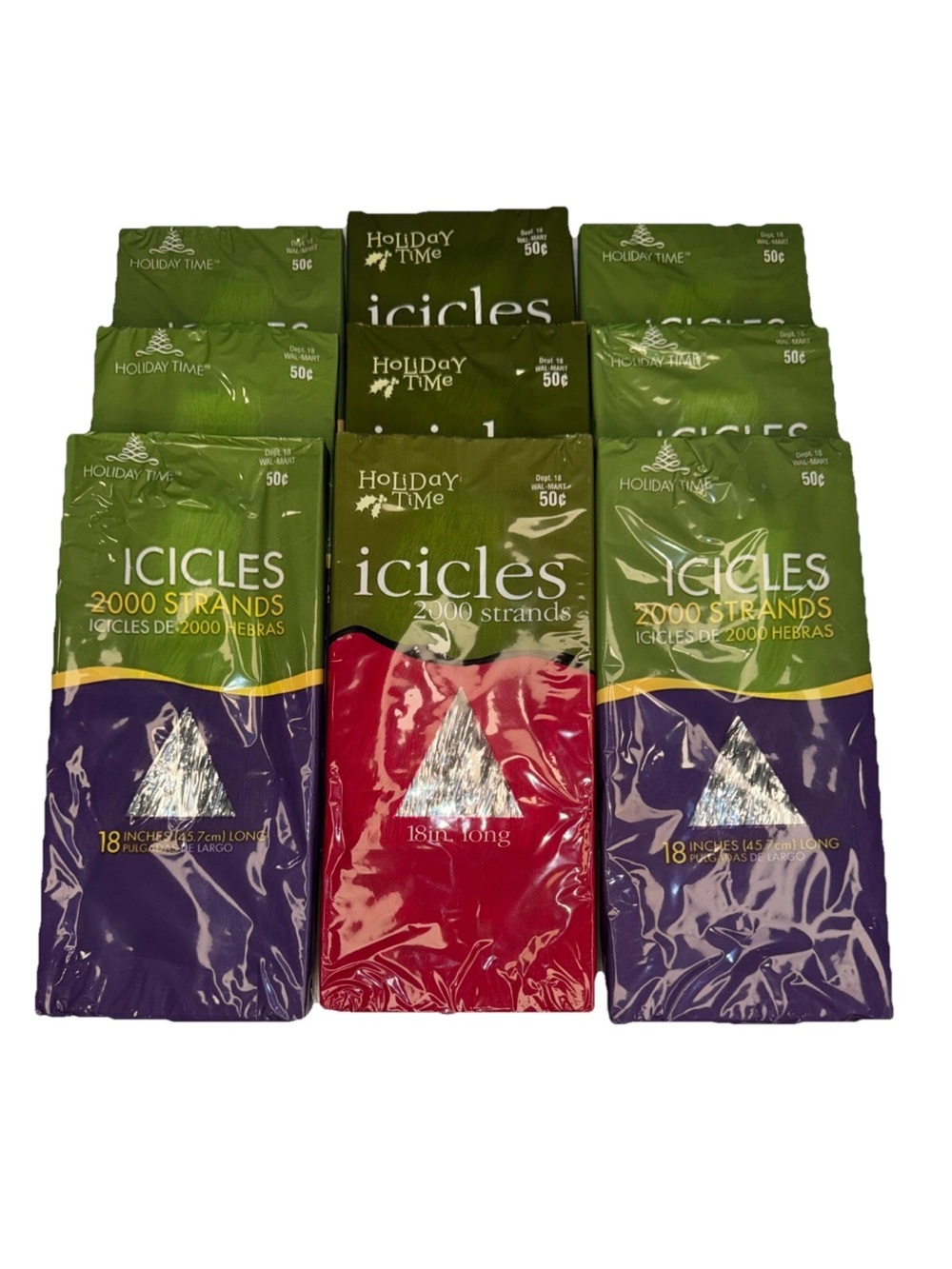 Vintage Christmas Tree Icicles Tinsel Set of 9